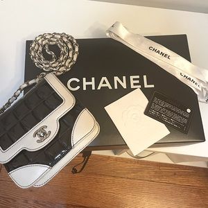 Black and Ivory vintage mini flap Chanel